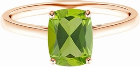 Carillon Cushion 3 Ctw Peridot Gemstone 925 Sterling Silver Solitaire Women Wedding Ring