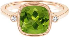 Carillon Cushion 8 MM Peridot Gemstone 925 Sterling Silver Women Wedding Cluster Ring