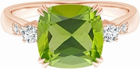 Carillon Solitaire 2 Ctw Cushion Peridot Gemstone 925 Sterling Silver Women Wedding Ring