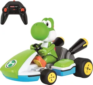 Carrera RC 370162108X Official Licensed Mario Kart Yoshi Race Kart 1:16 Scale 2.4 GHz Splash Proof Remote Control Car Vehicle with Sound and Body Tilting Action - Kid Toys
