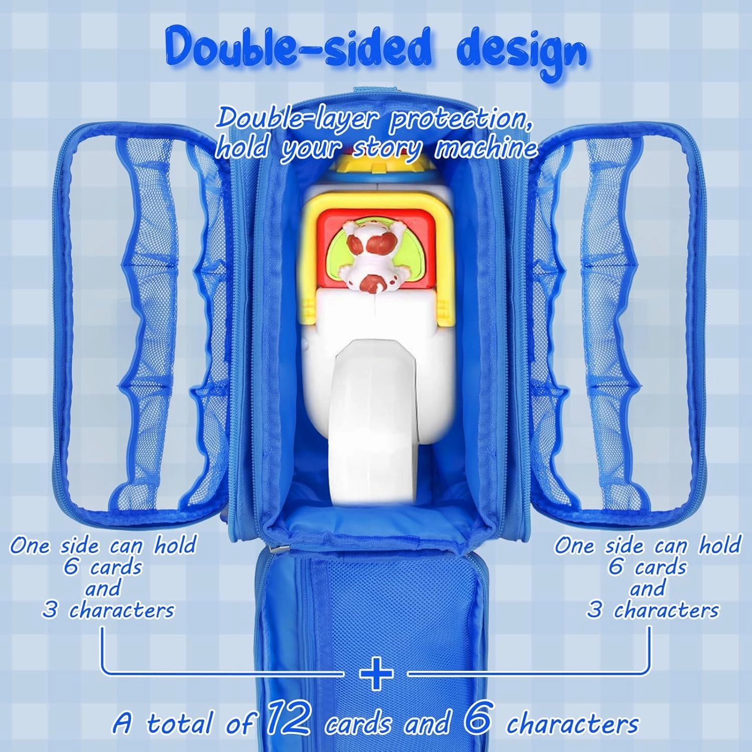 Carrying Case Compatible with Little Tikes Story Dream Machine Books Starter Set, Kids Toys Protective Bag with Handle and Shoulder Strap for Storytime, Little Character Collection(Blue)