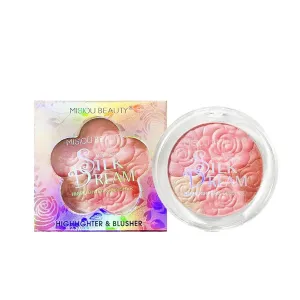 Carved Rose Blush & Highlighter Palette - Pressed Powder with Floral Embossing, Monochromatic Shimmer for Cheeks & Eyes, Vegan & Cruelty-Free (#01, Rose Blush)