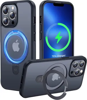 CASEKOO Designed for iPhone 13 Pro Max Case with Magnetic Invisible Stand [Military Drop Protection] [Compatible with MagSafe] Shockproof Translucent Matte Slim Promax Case 6.7 Inch, Black