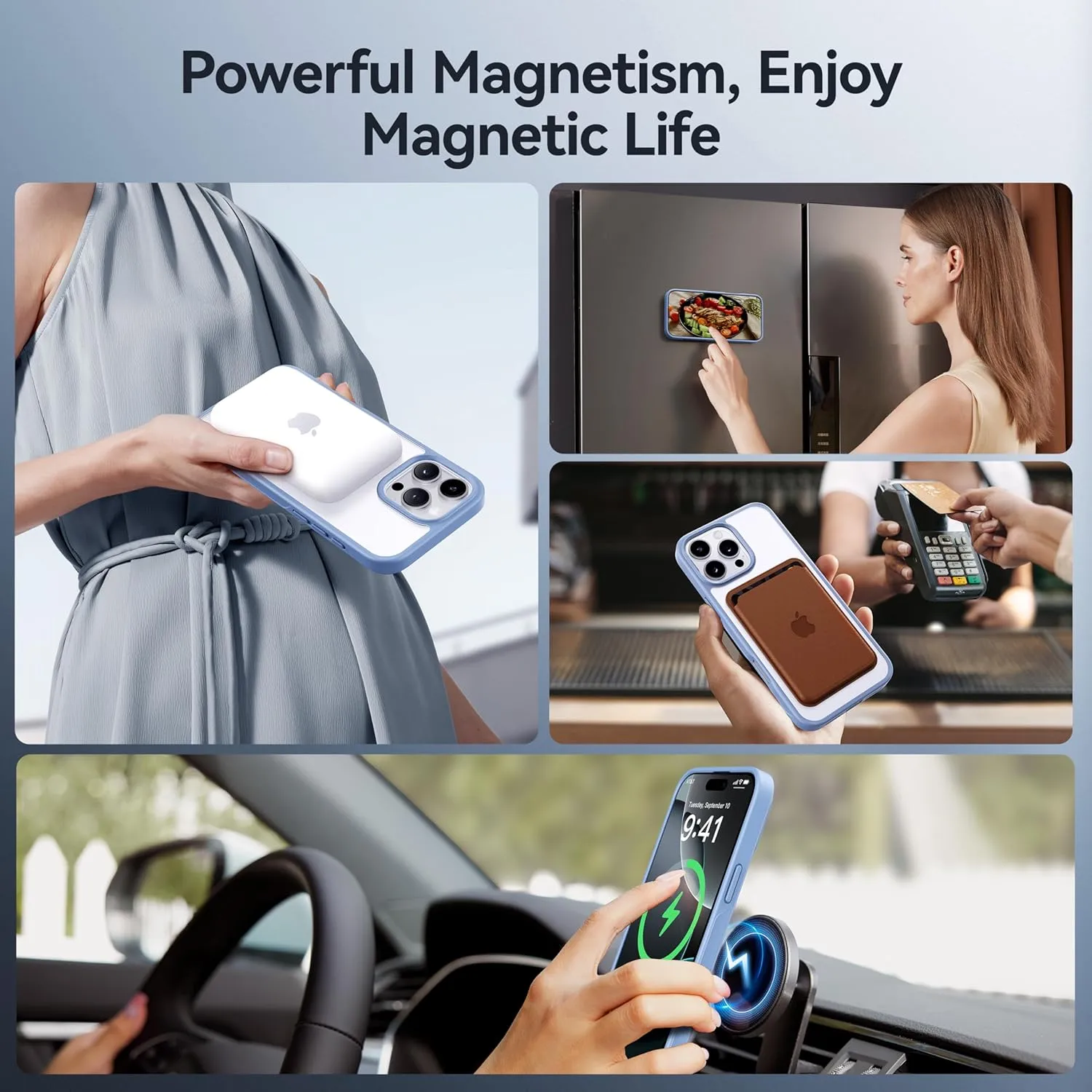 CASEKOO Designed for iPhone 16 Pro Case with Magnetic Invisible Stand [Military Drop Protection] [Compatible with MagSafe] Shockproof Slim Translucent Matte Case 6.3 Inch, Light Blue