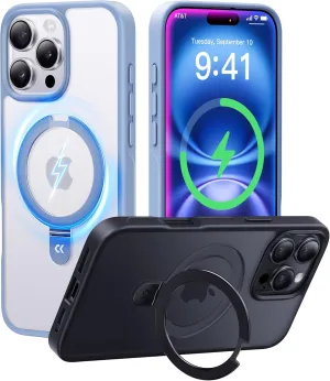 CASEKOO Designed for iPhone 16 Pro Case with Magnetic Invisible Stand [Military Drop Protection] [Compatible with MagSafe] Shockproof Slim Translucent Matte Case 6.3 Inch, Light Blue