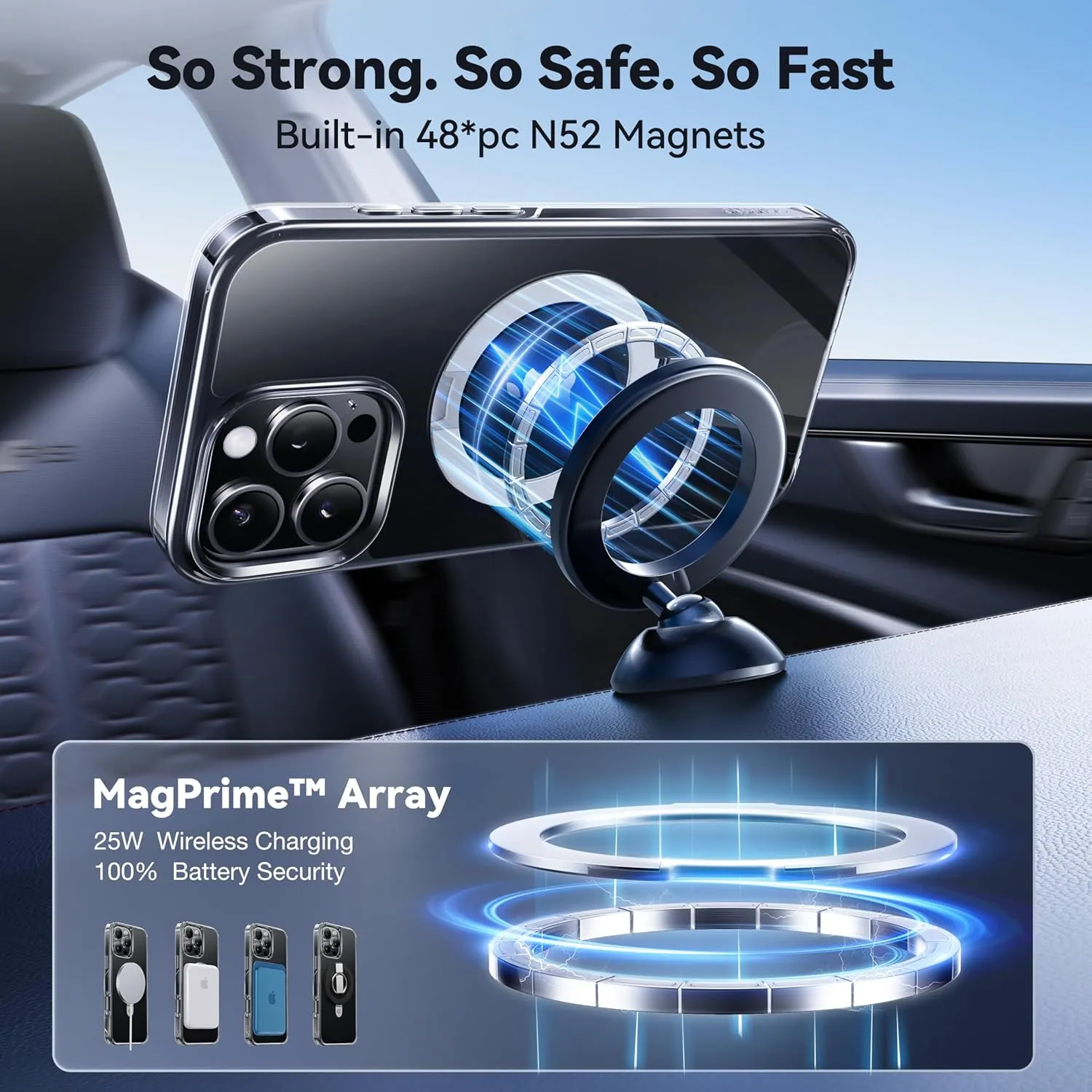 CASEKOO Ultra Magnetic Stand for iPhone 16 Pro Case Clear [Compatible with MagSafe] [16FT Military-Grade Protection] Transparent Slim Phone Grip Ring 16 Pro Phone Cover 6.3 inch, Clear