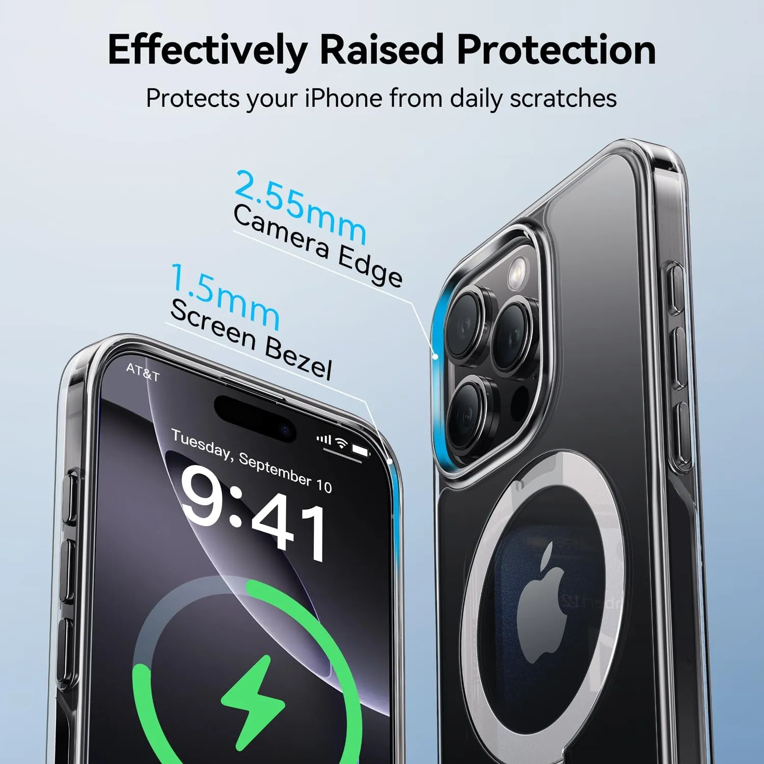 CASEKOO Ultra Magnetic Stand for iPhone 16 Pro Case Clear [Compatible with MagSafe] [16FT Military-Grade Protection] Transparent Slim Phone Grip Ring 16 Pro Phone Cover 6.3 inch, Clear