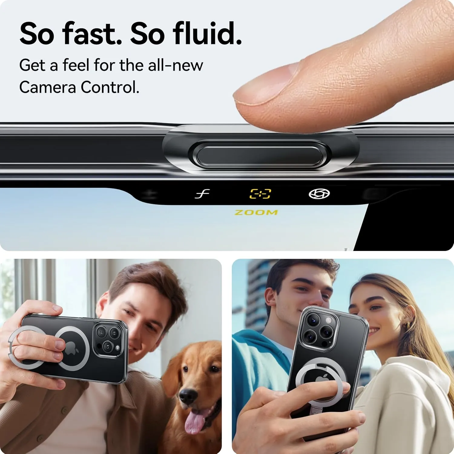 CASEKOO Ultra Magnetic Stand for iPhone 16 Pro Case Clear [Compatible with MagSafe] [16FT Military-Grade Protection] Transparent Slim Phone Grip Ring 16 Pro Phone Cover 6.3 inch, Clear