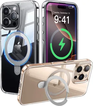 CASEKOO Ultra Magnetic Stand for iPhone 16 Pro Case Clear [Compatible with MagSafe] [16FT Military-Grade Protection] Transparent Slim Phone Grip Ring 16 Pro Phone Cover 6.3 inch, Clear