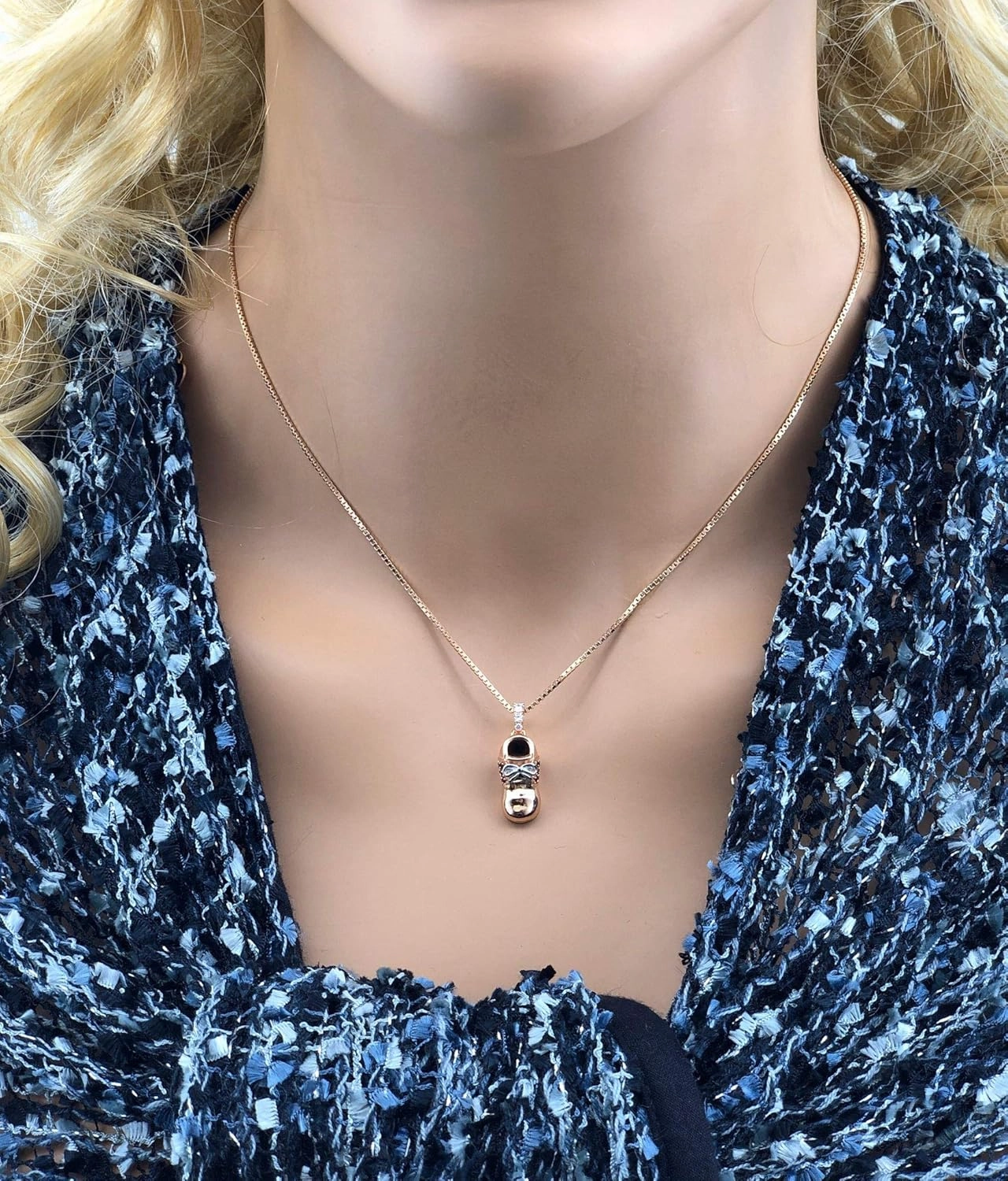Central Diamond Center Shoe Birthstone Necklace Pendant w/Pure Brilliance Zirconia - Gold Plated Silver or Solid 10K or 14K Gold