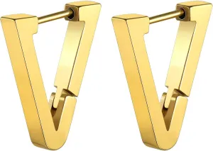 ChainsHouse Stud Earrings for Men Women,316L Stainless Steel/18K Gold/Black Metal, Punk Hypoallergenic Surgical Huggie Hoop Earrings Mens Jewelry Piercing Hoop Earrings