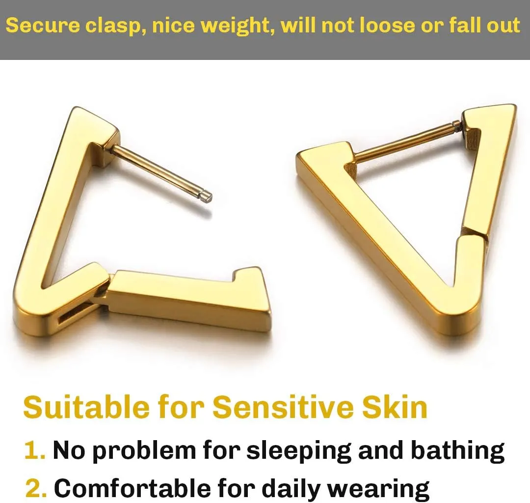 ChainsHouse Stud Earrings for Men Women,316L Stainless Steel/18K Gold/Black Metal, Punk Hypoallergenic Surgical Huggie Hoop Earrings Mens Jewelry Piercing Hoop Earrings