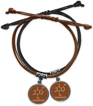 Chemical Molecular Structure Chocolate Bracelet Double Leather Rope Wristband Couple Set Gift
