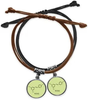 Chemical Structure Alcohol Molecule Bracelet Double Leather Rope Wristband Couple Set Gift