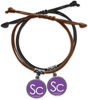 Chemistry Elements Period Table Transition Metals Scandium Sc Bracelet Double Leather Rope Wristband Couple Set Gift