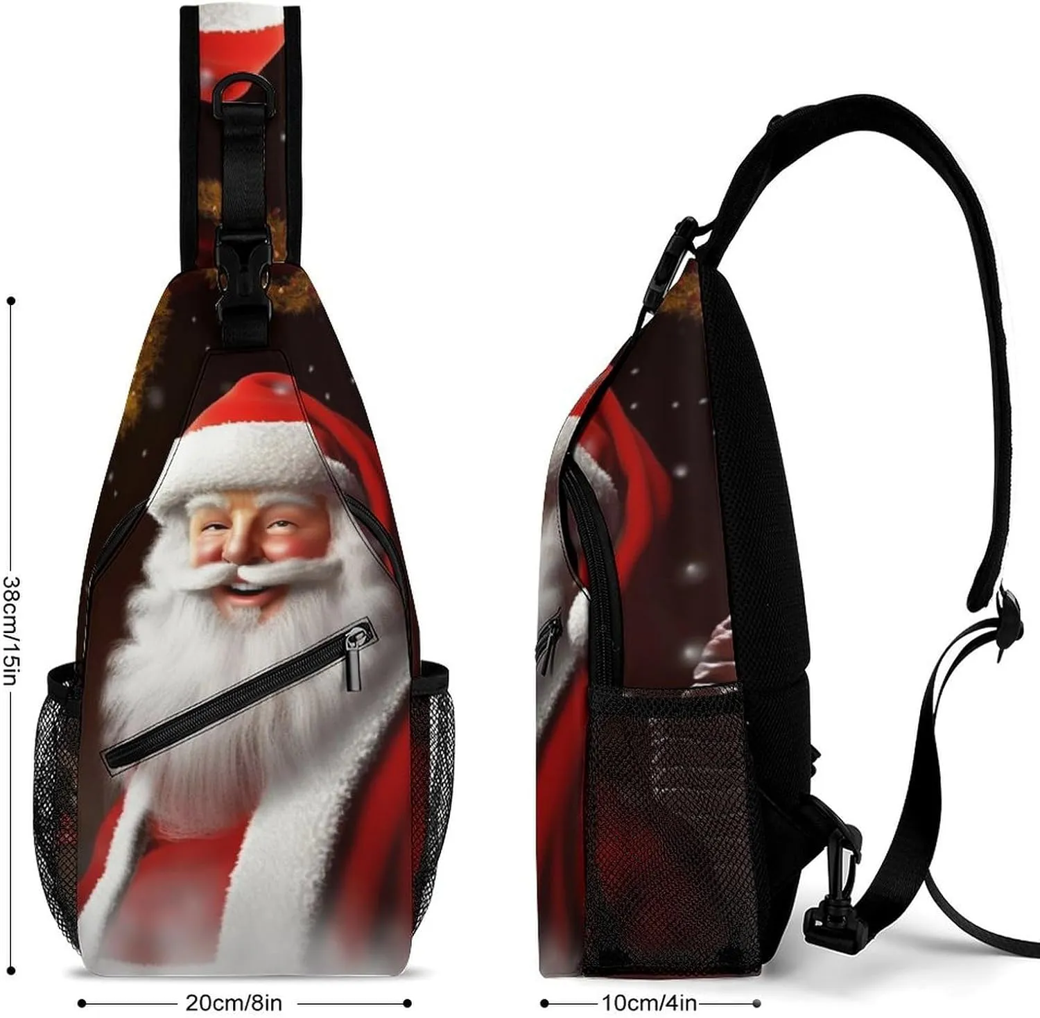 Chest Bag Sling Bag for Men Women Santa Christmas Zoom Sport Sling Backpack Lightweight Shoulder Bag for Travel, 38x20cm