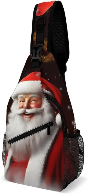 Chest Bag Sling Bag for Men Women Santa Christmas Zoom Sport Sling Backpack Lightweight Shoulder Bag for Travel, 38x20cm