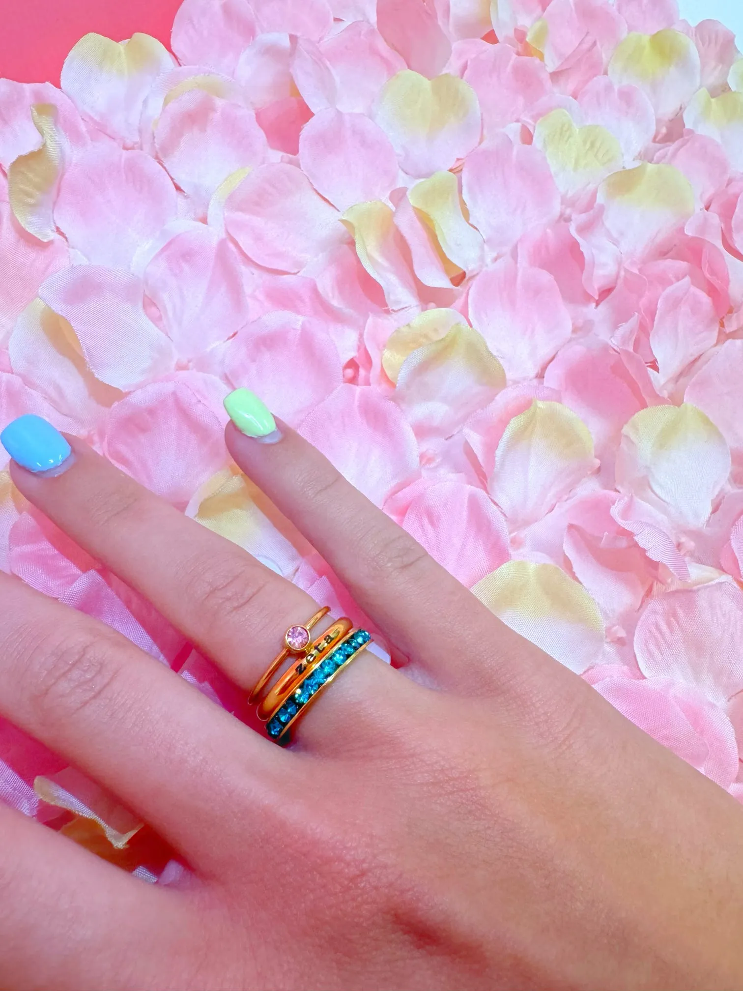 Chi Omega Engraved Stack Ring