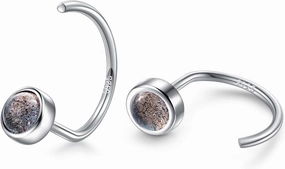 CHIC & ARTSY Dainty Hug Hoop Earrings 925 Sterling Silver Created Gemstone Huggie Hoops Earrings Synthetic Fire Opal/Turquoise/Moonstone/CZ Tiny Hoop Earrings for Women