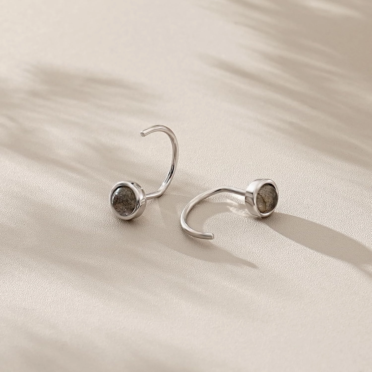 CHIC & ARTSY Dainty Hug Hoop Earrings 925 Sterling Silver Created Gemstone Huggie Hoops Earrings Synthetic Fire Opal/Turquoise/Moonstone/CZ Tiny Hoop Earrings for Women