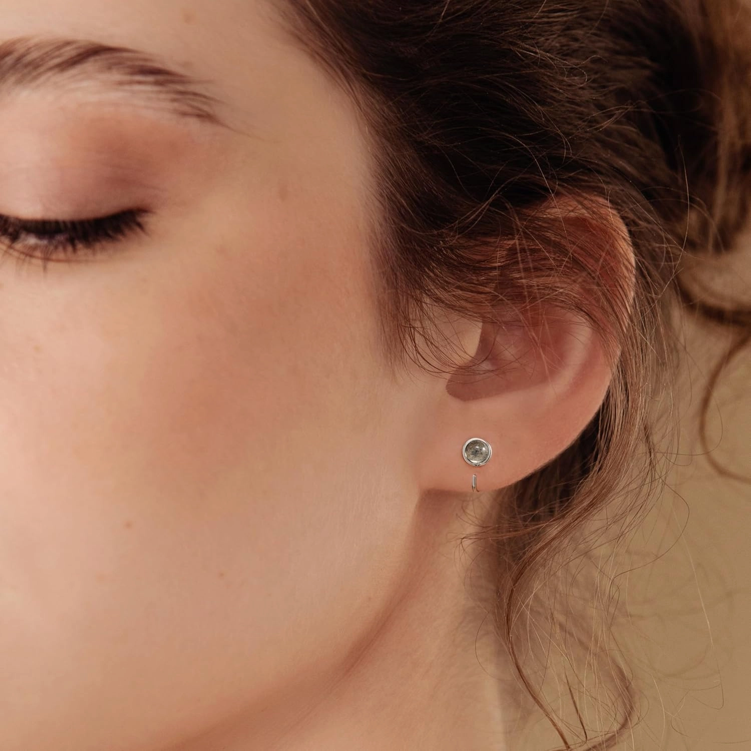 CHIC & ARTSY Dainty Hug Hoop Earrings 925 Sterling Silver Created Gemstone Huggie Hoops Earrings Synthetic Fire Opal/Turquoise/Moonstone/CZ Tiny Hoop Earrings for Women