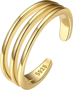 ChicSilver Sterling Silver Toe Rings for Women 14K Gold Toe Rings for Women Open Adjustable Toe Ring for Women Toe Jewelry for Summer Beach