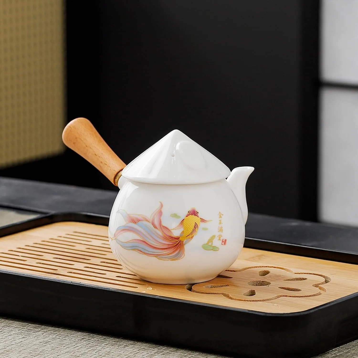 Chinese tea set, Gongfu tea set with 6 cups, Kung Fu tea set for adults (JYMT Sidehandle6)