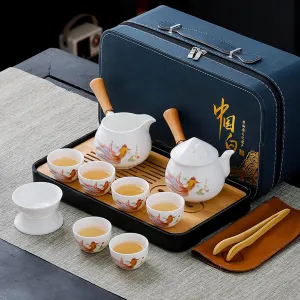 Chinese tea set, Gongfu tea set with 6 cups, Kung Fu tea set for adults (JYMT Sidehandle6)