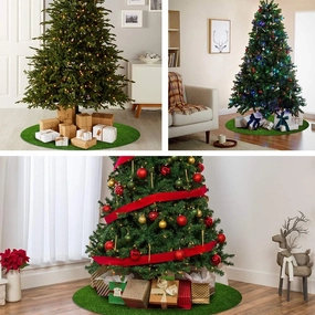 Christmas Tree Decoration, Artificial Grass Mat Round Shape, Realistic Synthetic Grass Indoor Outdoor Rug, Garden Lawn Landscape for Pets,Fake Faux Grass Rug with Drainage Holes, Diameter 5 FT