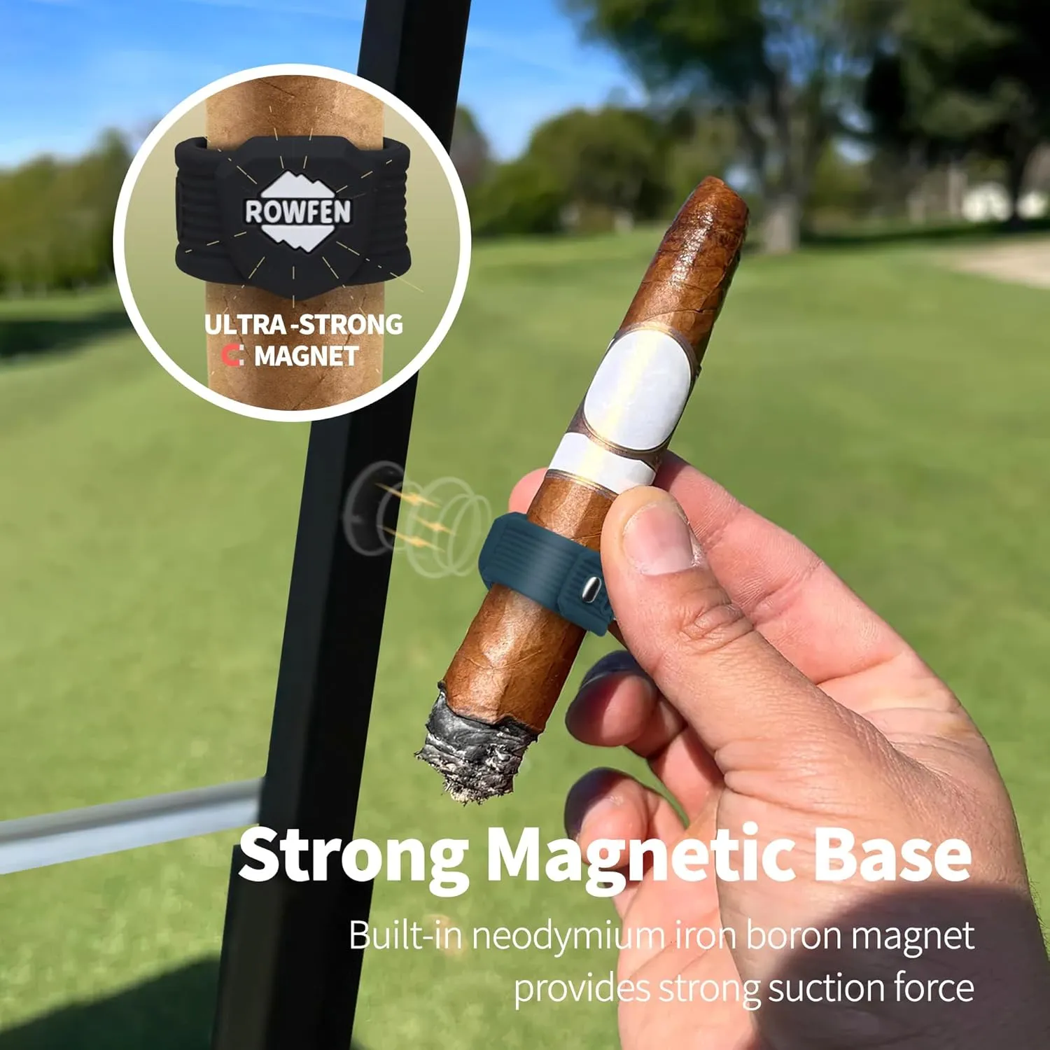 Cigar Holder for Golf Cart - Convenient Cigar Holder with Magnetic and Adjustable Design - Hands-Free Magnetic Cigar Holder for Golfing, Grilling, Fishing, Travel, and Outdoor Adventures