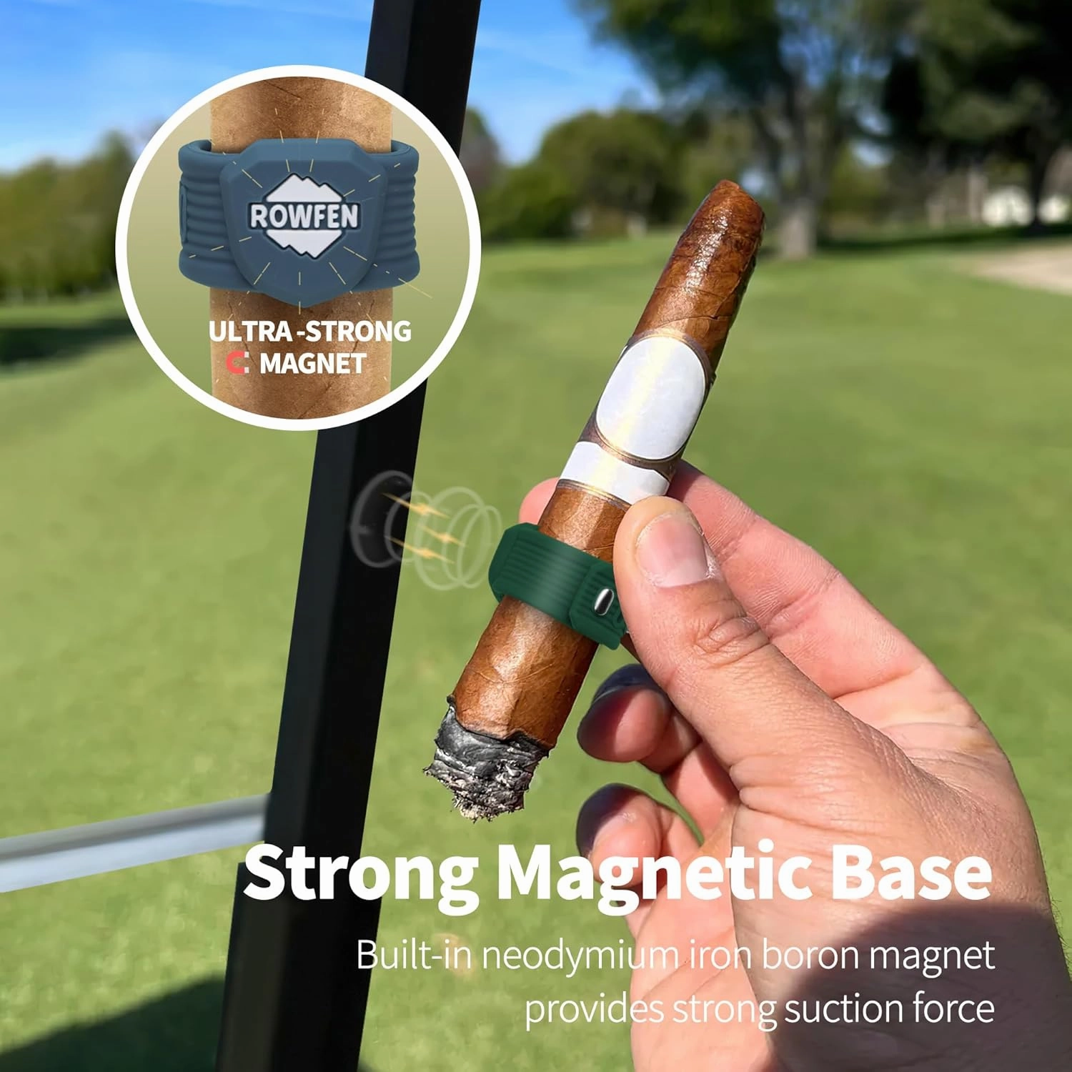 Cigar Holder for Golf Cart - Convenient Cigar Holder with Magnetic and Adjustable Design - Hands-Free Magnetic Cigar Holder for Golfing, Grilling, Fishing, Travel, and Outdoor Adventures