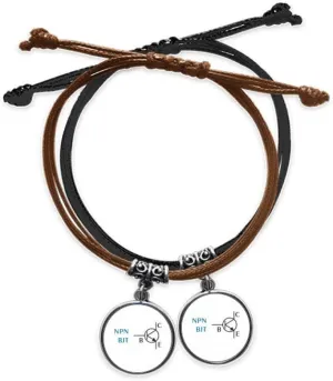 Circuit Physical Switching Power Supply Bracelet Double Leather Rope Wristband Couple Set Gift
