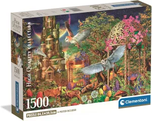 Clementoni - 31741 Jigsaw Puzzle 1500 Pieces for Adults and Children, Collection, Goodland Fantasy Garden Theme, Enchanted Garden, Compact Box with Poster Included, Made in Italy, 59.5 x 84.5 cm