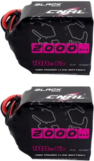 CNHL 6S Lipo Battery 2000mAh 22.2V 100C Soft Case Battery with XT60 Connector for RC Airplane Helicopter RC Drone Car Truck Tank Racing Hobby(2 Pack)