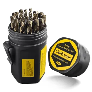 Cobalt Drill Bit Set 29-Piece M35 Cobalt Steel Metal Drill Bits Durable Round Shank Drill Sets for Steel, Wood Plastic Sheet Metal – Includes Practical Cup-Type Holder