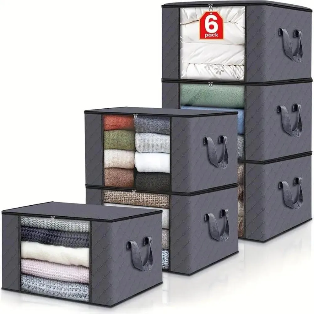 Collapsible Fabric Storage Bins - Stackable Closet Organizers