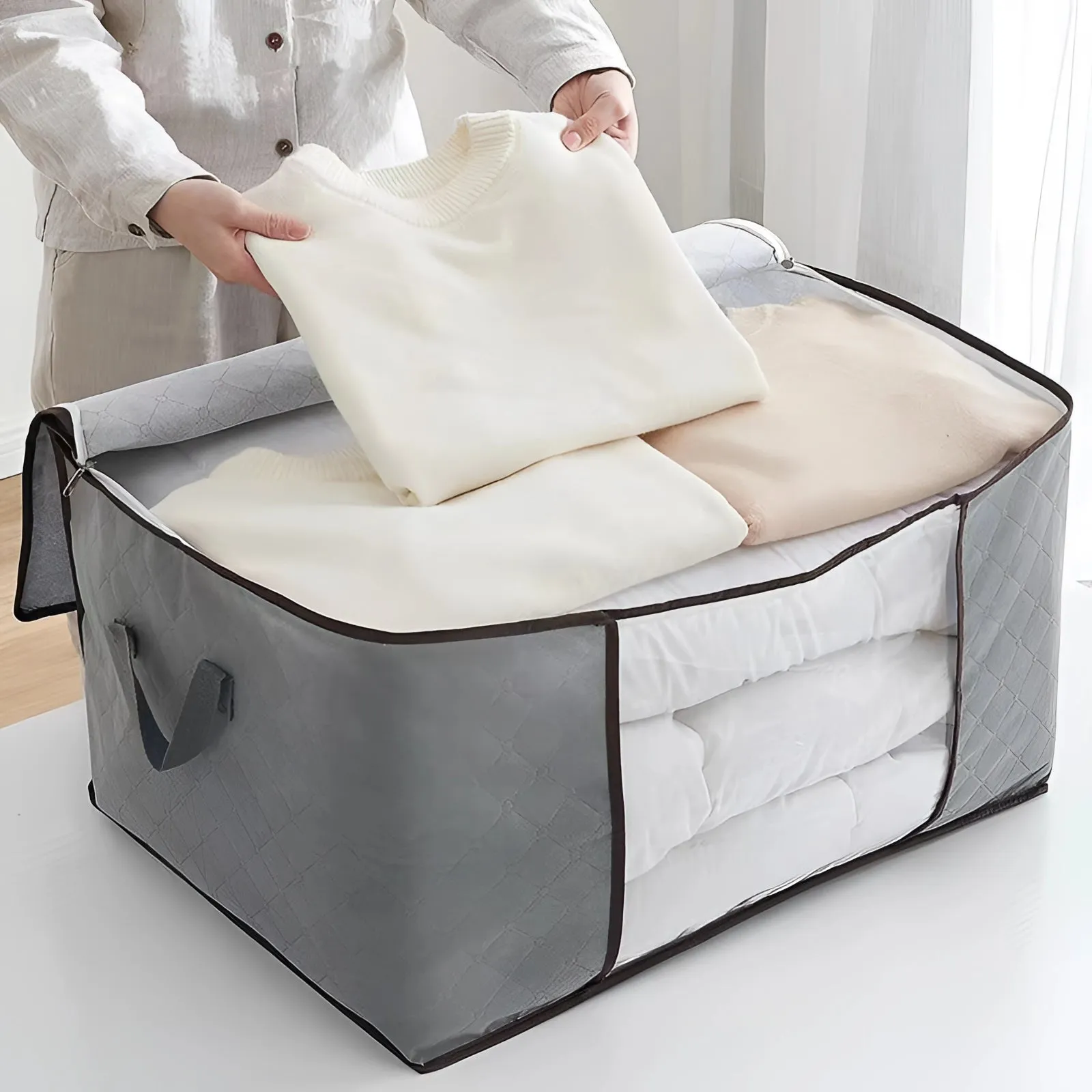Collapsible Fabric Storage Bins - Stackable Closet Organizers