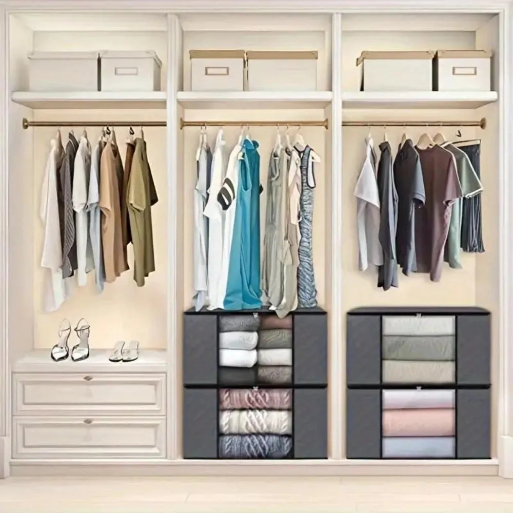 Collapsible Fabric Storage Bins - Stackable Closet Organizers
