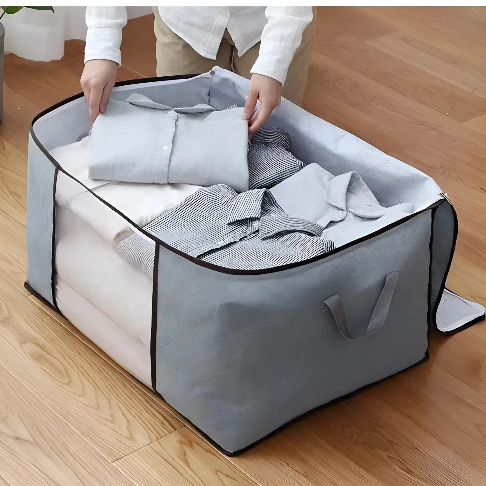 Collapsible Fabric Storage Bins - Stackable Closet Organizers
