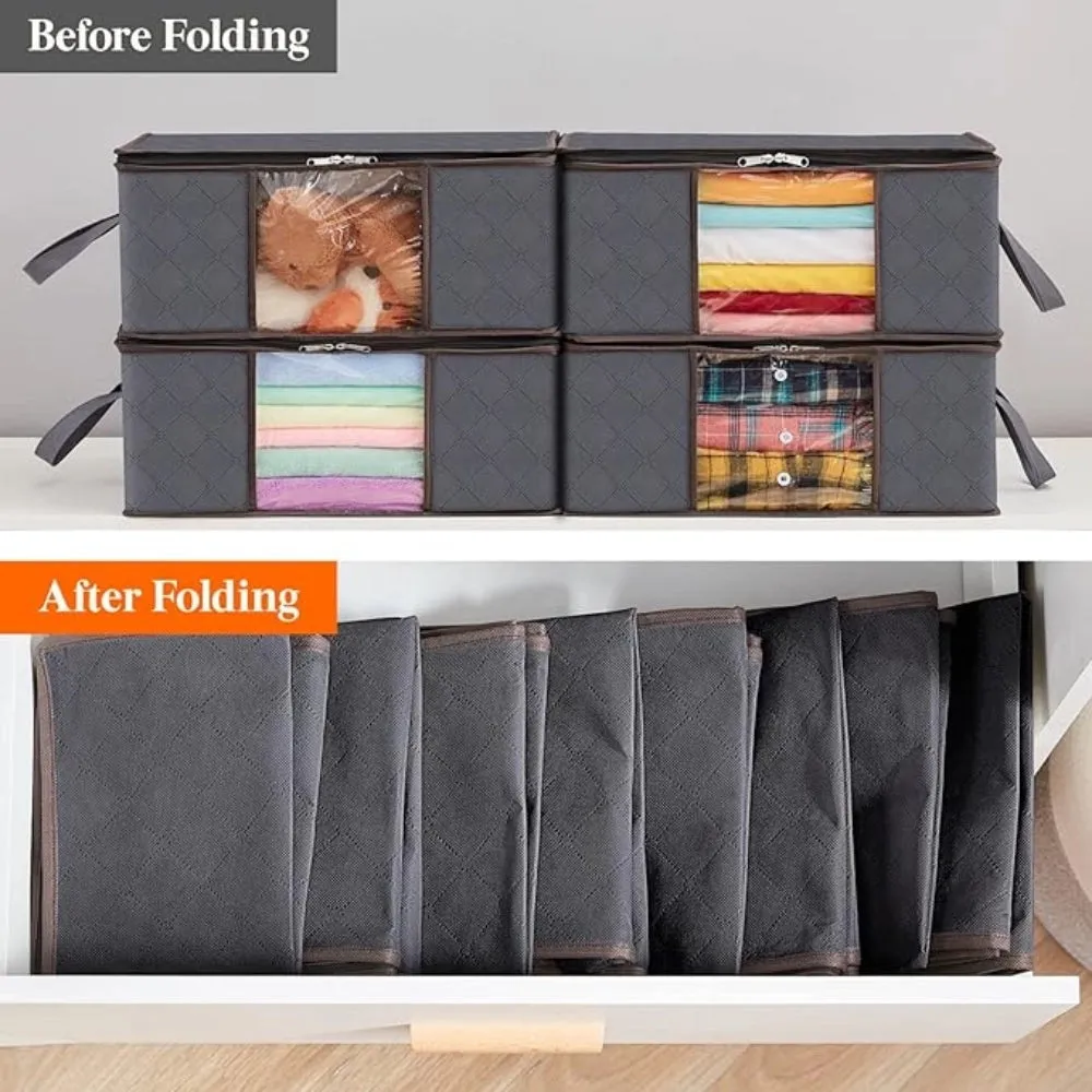 Collapsible Fabric Storage Bins - Stackable Closet Organizers