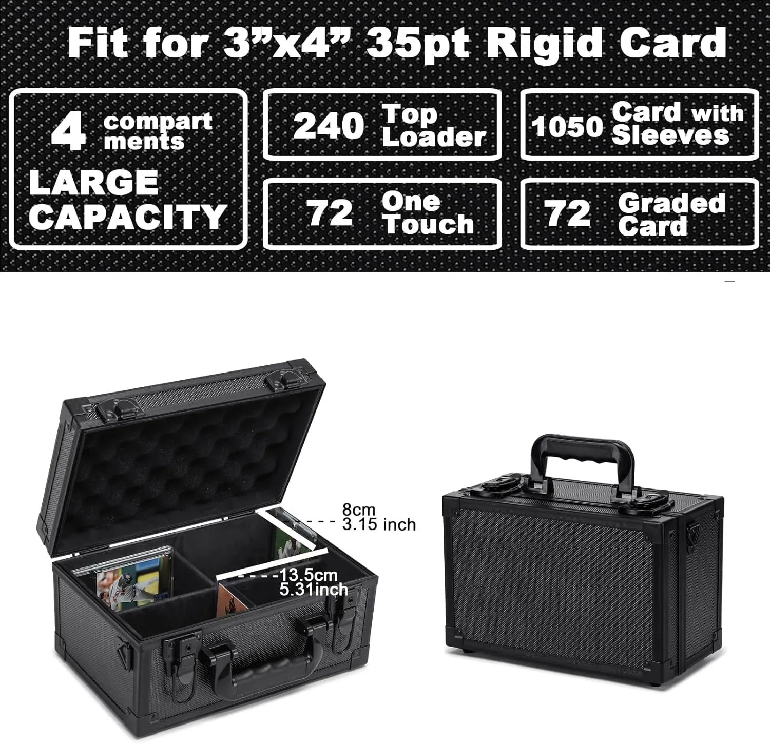 Collectable Trading Card Cases, Toploaders Storage Box, Magnetic Card Storage Hard Cabinet, Graded Card Storage Case, Sports & Trading Collector Storage Box (black)