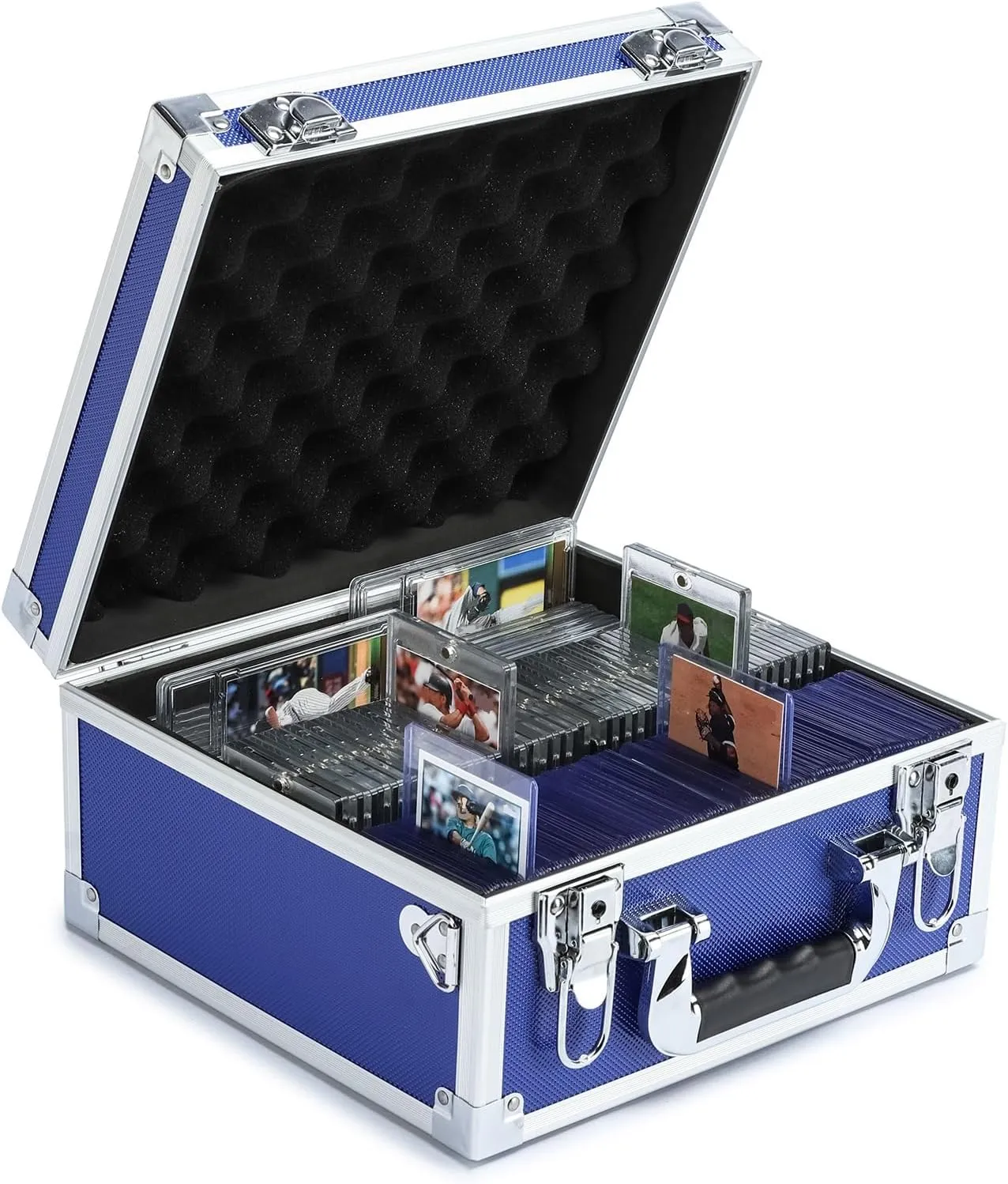 Collectable Trading Card Cases, Toploaders Storage Box, Magnetic Card Storage Hard Cabinet, Graded Card Storage Case, Sports & Trading Collector Storage Box (Blue)