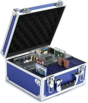 Collectable Trading Card Cases, Toploaders Storage Box, Magnetic Card Storage Hard Cabinet, Graded Card Storage Case, Sports & Trading Collector Storage Box (Blue)