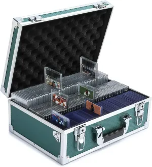 Collectable Trading Card Cases, Toploaders Storage Box, Magnetic Card Storage Hard Cabinet, Graded Card Storage Case, Sports & Trading Collector Storage Box (Green)