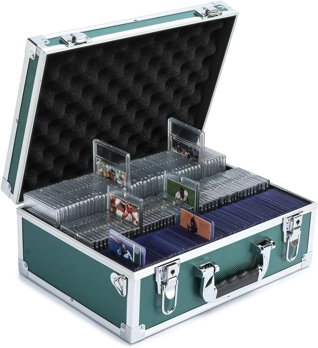 Collectable Trading Card Cases, Toploaders Storage Box, Magnetic Card Storage Hard Cabinet, Graded Card Storage Case, Sports & Trading Collector Storage Box (Green)