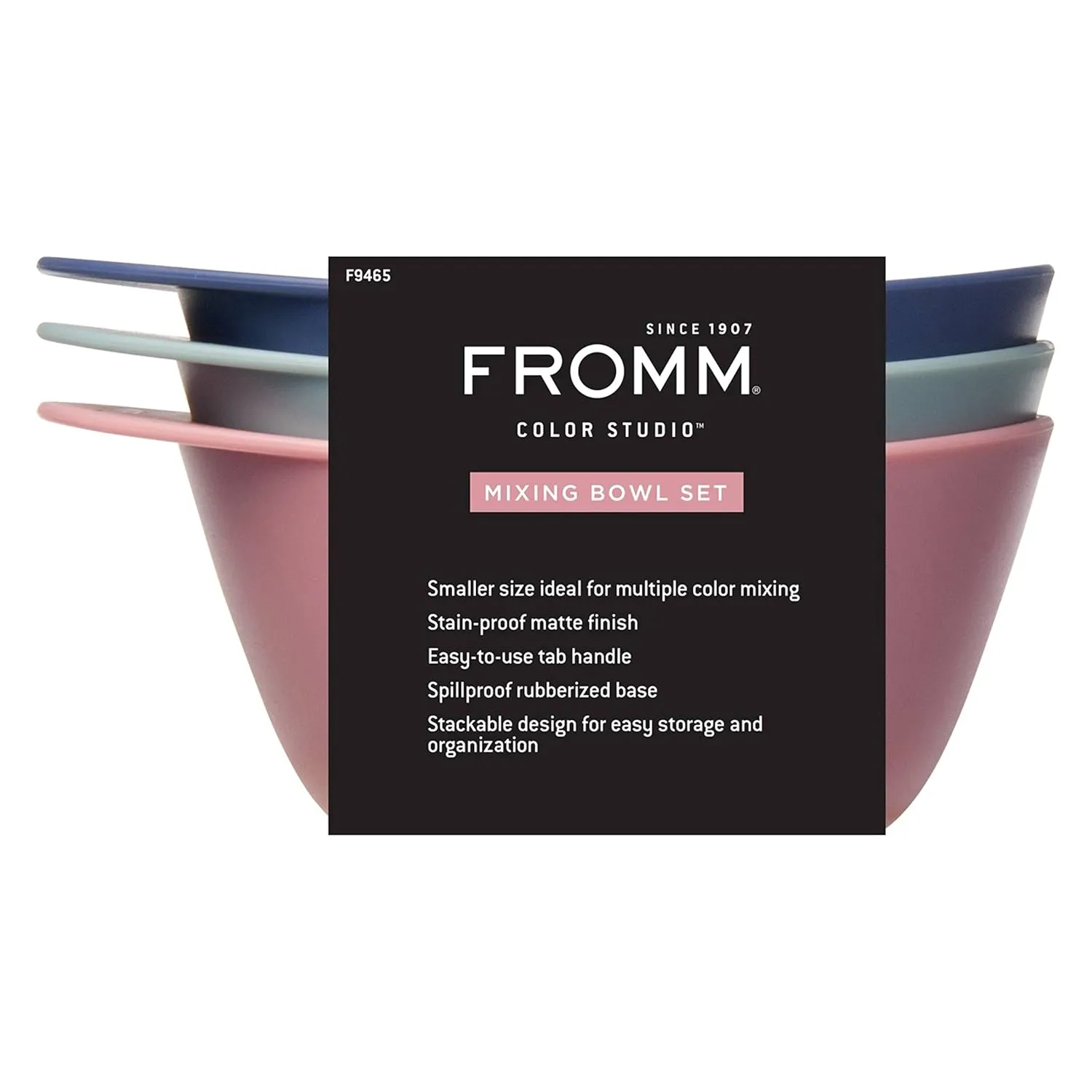 Color Studio Mixing Bowls for Hair Color, Hair Dye, Bleach and Treatments with Spill Proof Rubberized Base, 10 Ounce, 3 Pack