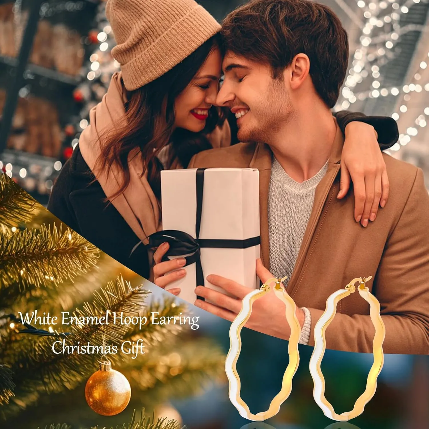 Colorful Enamel Hoop Earrings for Women 18K Real Gold Plated Open Hoop Earring Hypoallergenic Stainless Steel Enamel Earring Jewelry Gift for Wife Girlfriend
