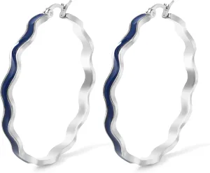 Colorful Enamel Hoop Earrings for Women 18K Real Gold Plated Open Hoop Earring Hypoallergenic Stainless Steel Enamel Earring Jewelry Gift for Wife Girlfriend