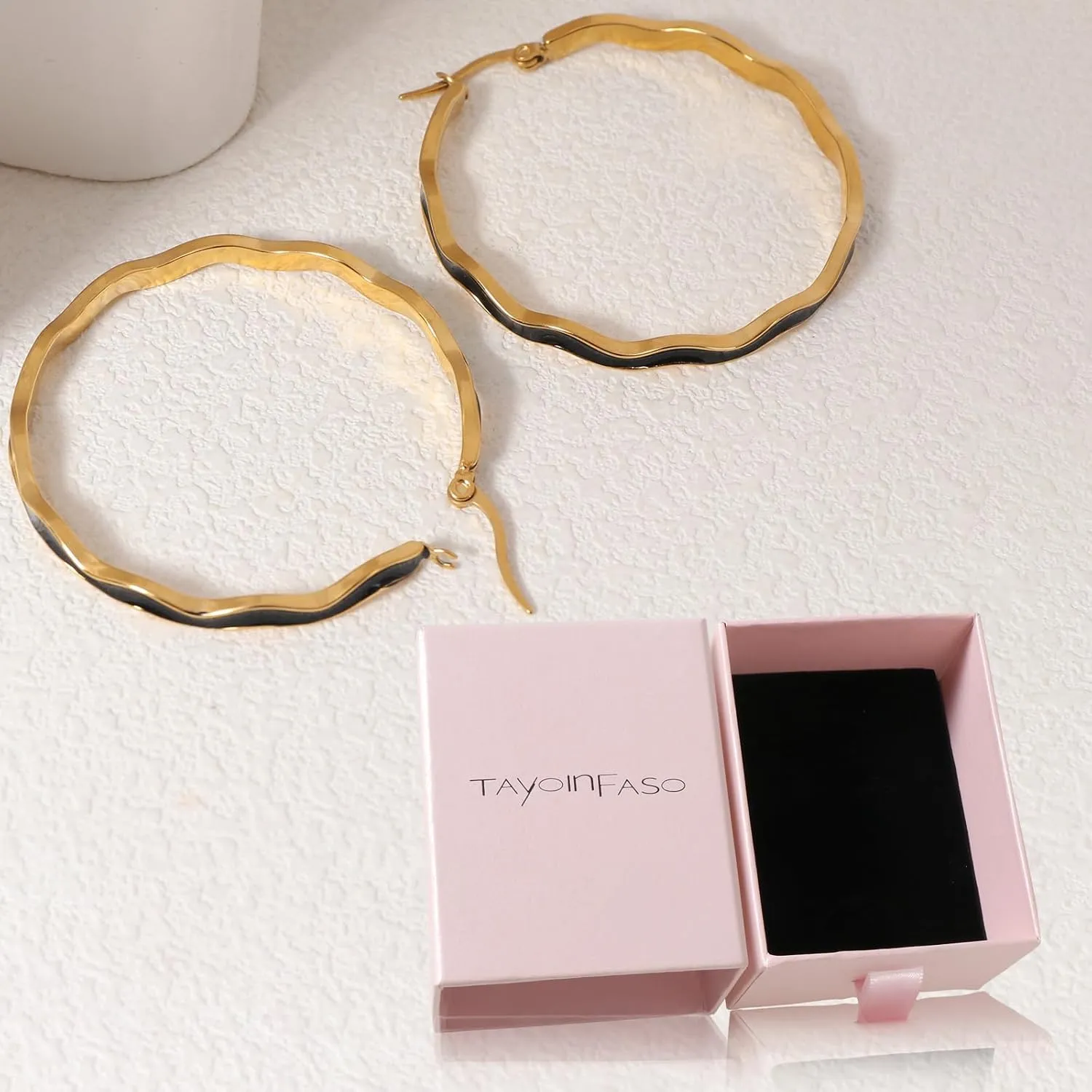 Colorful Enamel Hoop Earrings for Women 18K Real Gold Plated Open Hoop Earring Hypoallergenic Stainless Steel Enamel Earring Jewelry Gift for Wife Girlfriend