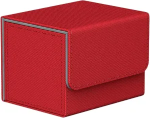 Compact Card Deck Storage Solution with Secure Closure, Red, 104x83x73mm